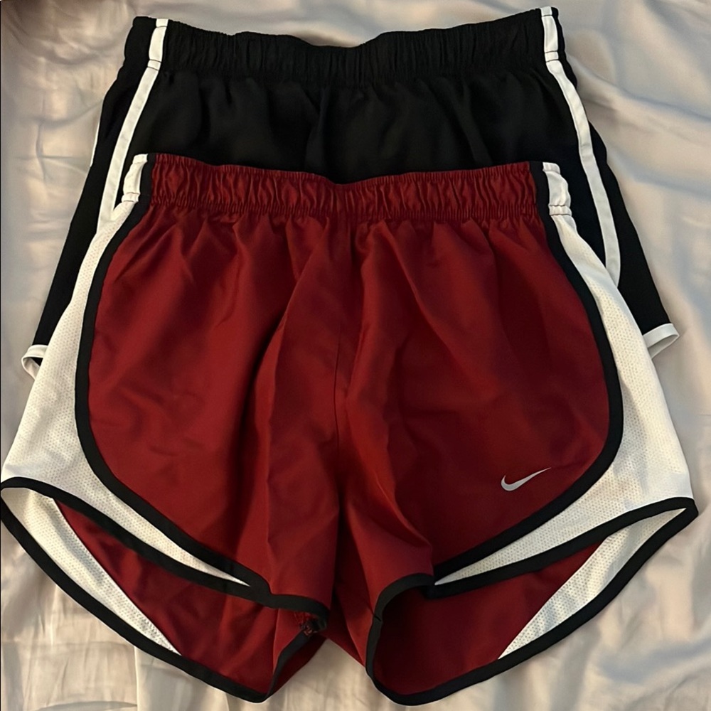 Set of 2 Women’s Nike Garnet and Black Athletic Shorts size small